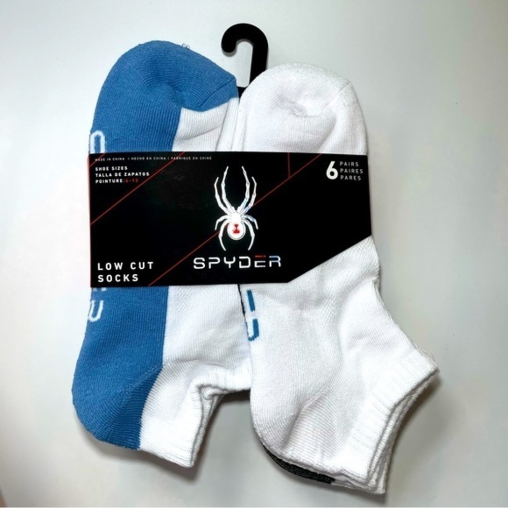 Spyder men’s low cut socks 6 pairs size 6-12 white blue gray black